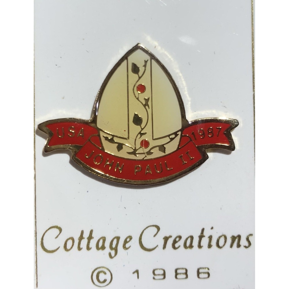 New Pope John Paul II Commemorative 1987 USA pin hat lapel tie tack vintage RARE